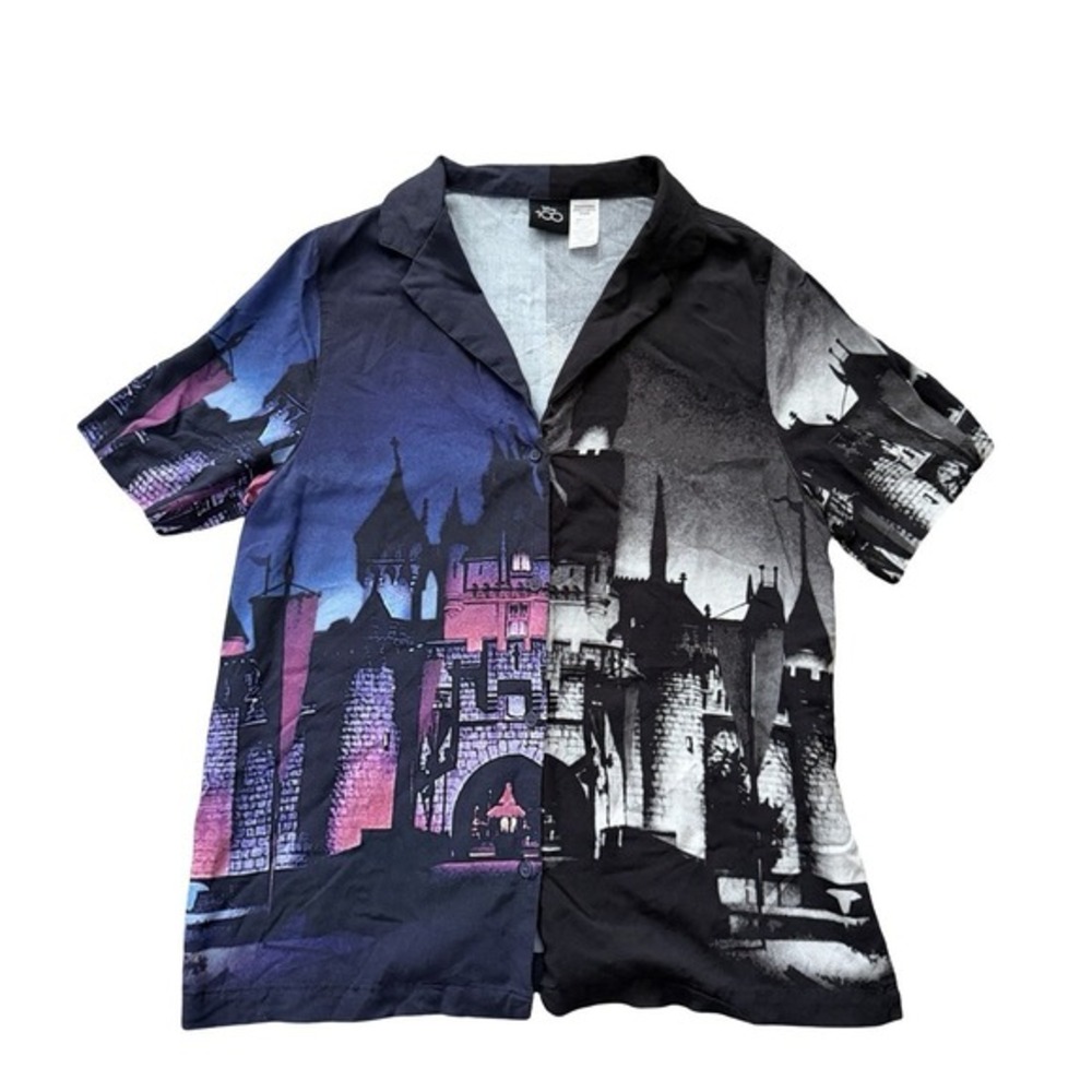 Disney 100 The Wonderful World Of‎ Disney Button Shirt Men's M Disneyland Castle